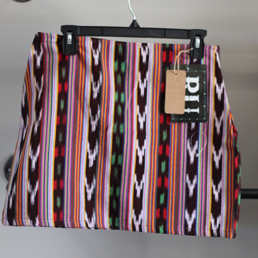 RU boutique brand, aztec western style mini skirt, multi color.